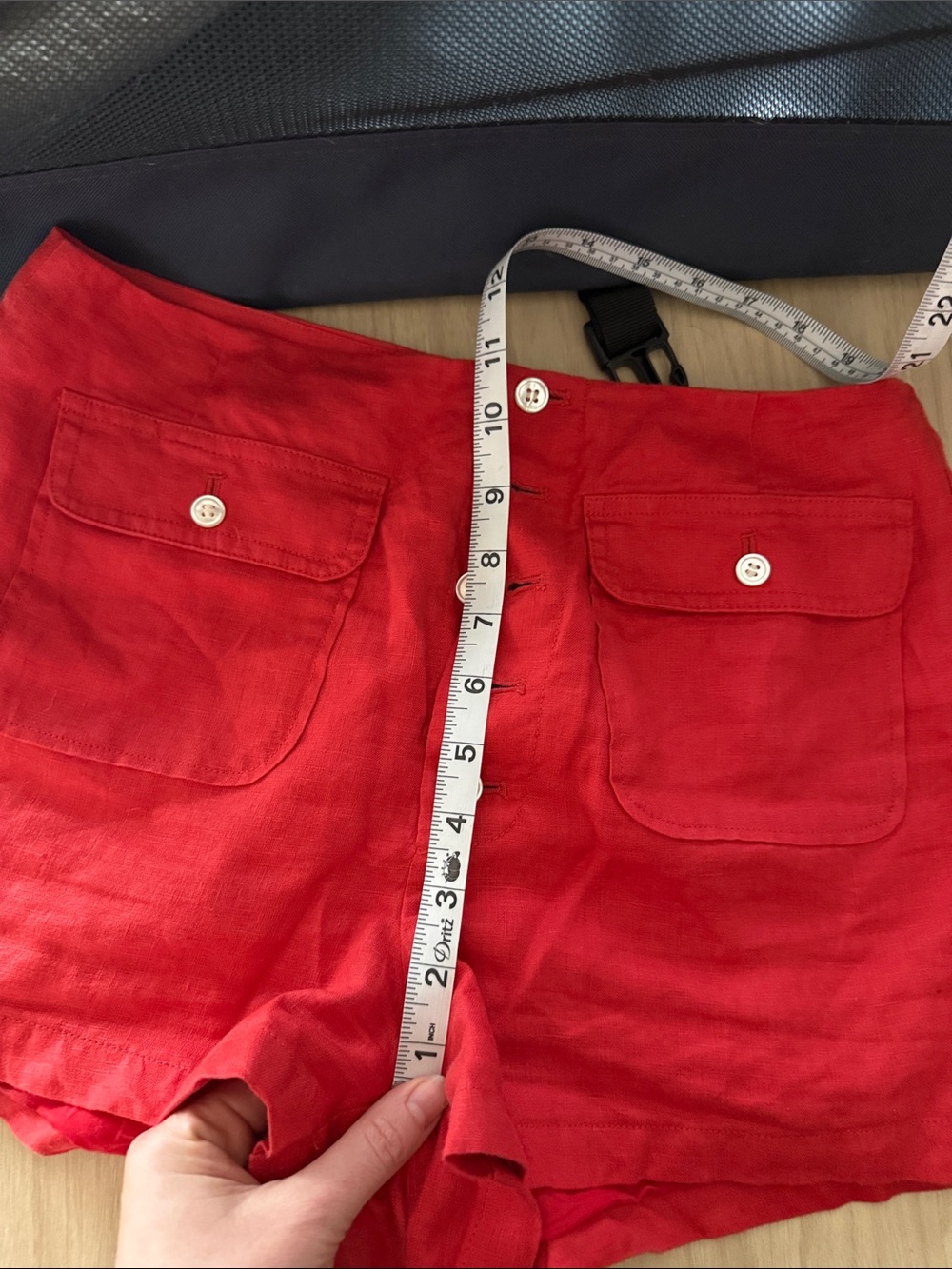 DOEN DARLING Scarlet High-Rise Button-Front Linen Shorts - Picture 8 of 8